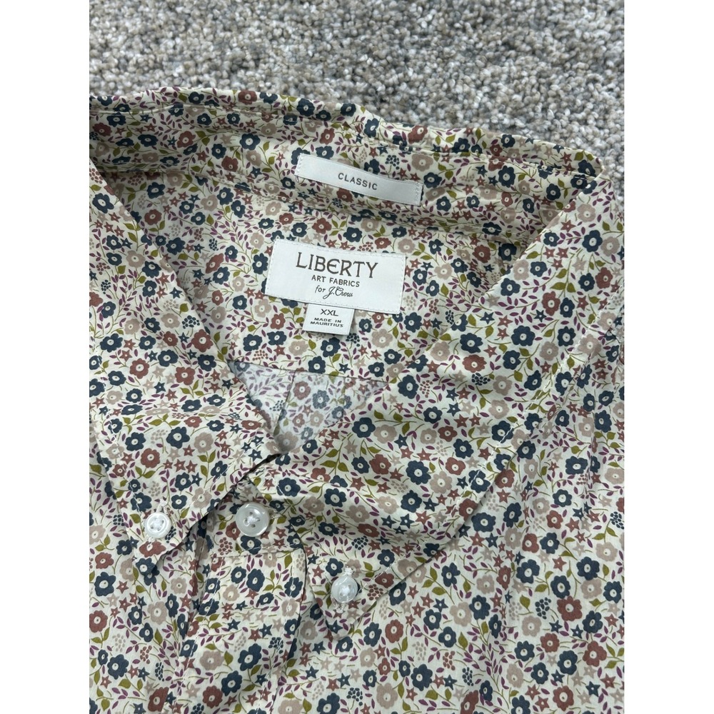 J.Crew Liberty Art Fabrics Floral Short Sleeve Button Down Shirt Mens XXL #0754
